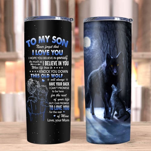Son Tumbler, Gift For Son From Mom, To My Son Never Forget That I Love You Skinny Tumbler, Birthday Gift Ideas For Son