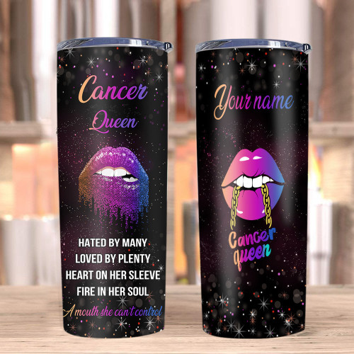 Personalized Cancer Zodiac Tumbler, Custom Name, Cancer Queen Skinny Tumbler, Birthday Gift Ideas For July Girl