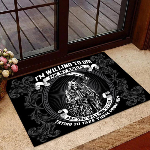 Veteran Welcome Rug, Veteran Doormat, I'm Willing To Die For My Rights Doormat, Home Decor, Housewarming Gift