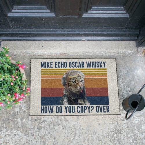Funny Cat Welcome Mat, Mike Echo Oska Whisky How Do You Copy Over Pilot Cat Vintage Doormat