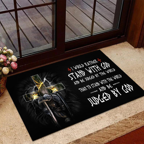 Veteran Doormat, Welcome Rug, I Would Rather Stand With God And Be Judged Door Mats