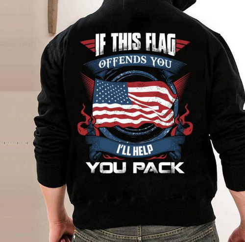 Veteran Hoodie, Father's Day Gift, If This Flag Offends You I'll Help You Pack American Flag Hoodie