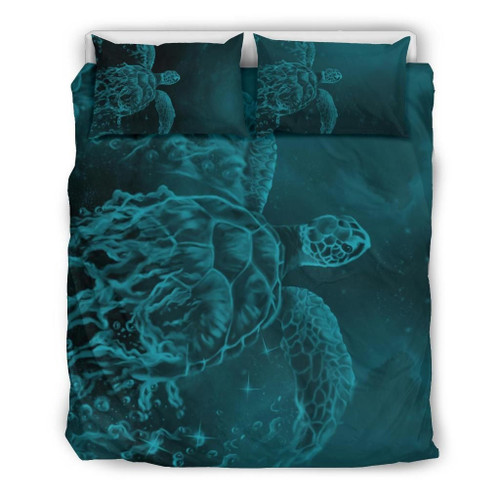 Hawaii Sea Turtle Water Color Travel Galaxy Blue Duvet Cover Bedding Set
