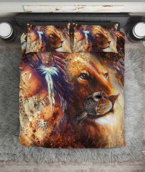 Indian Woman Lion Abstract Duvet Cover Bedding Set
