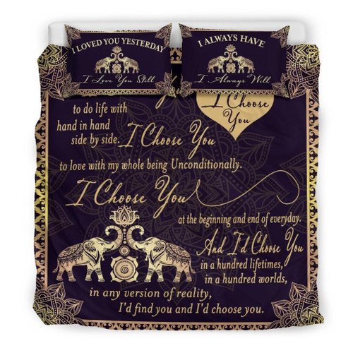 Elephant - I Choose You Mandala - Comforter Duvet Bedding Set