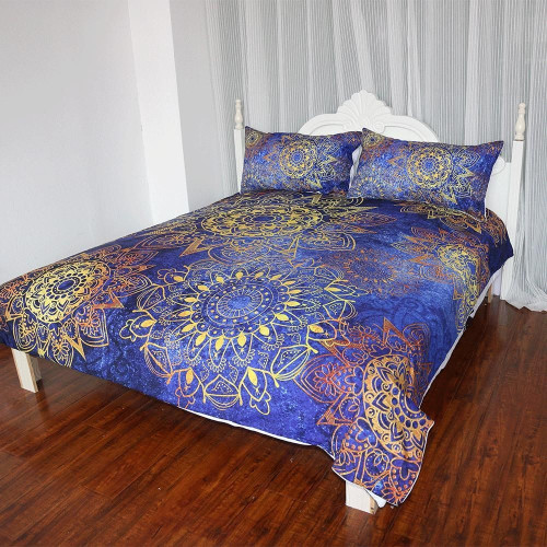 Gold Flowers Luxurious Mandala Duvet Cover Bedding Set