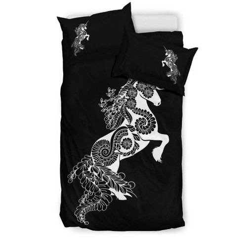 Mandala Unicorn Black Duvet Cover Bedding Set