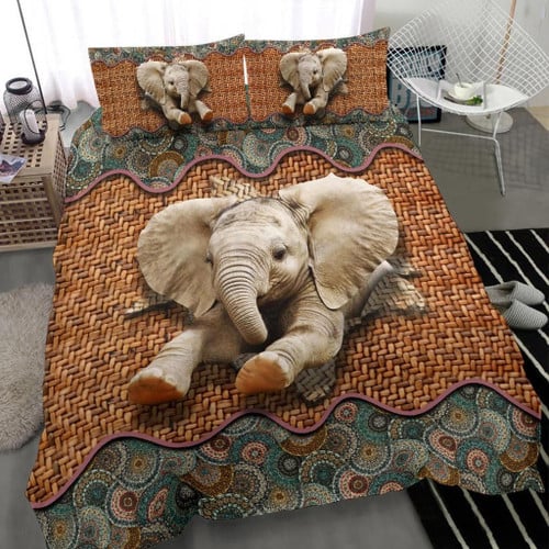 Elephant - Baby Elephant On The Seamless Pattern - Comforter Duvet Bedding Set
