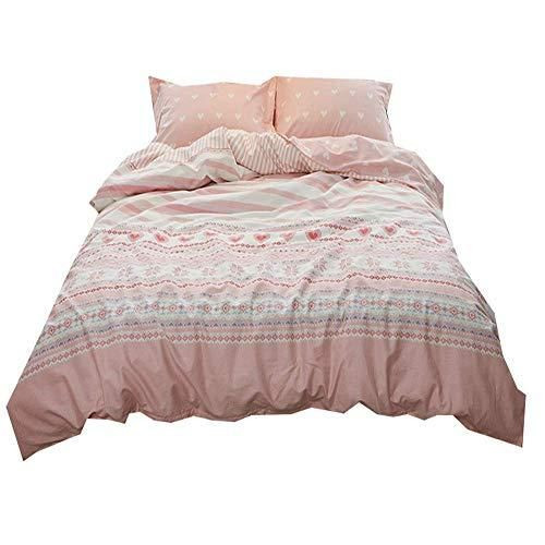 Pink Geometric Heart Pattern Duvet Cover Bedding Set Bedroom Decor
