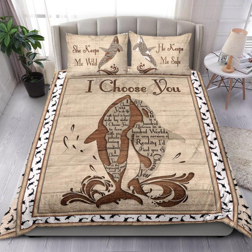 Orca - Couple Orca I Choose You In A Hundred Lifetimes - Comforter Duvet Bedding Set