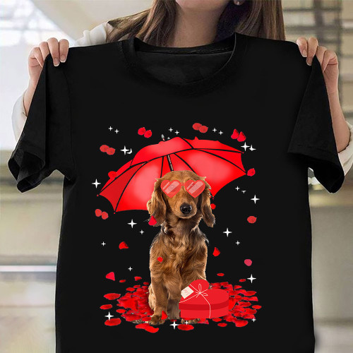 Dachshund Valentine T-Shirt Dog Graphic Tee Cute Valentines Day Shirts Gift
