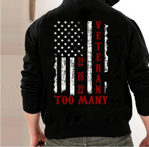22 Is 22 Too Many Veterans PTSD Awareness Veteran Veteran Hoodie, Veteran Sweatshirts