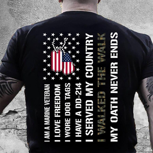 Veteran Shirt, Marine Veteran Shirts, I Am A Marine Veteran I Walked The Walk T-Shirt KM2905
