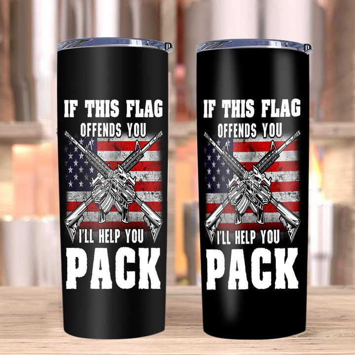 Veteran Tumblers, Gifts For Veteran, If This Flag Offends You I'll Help You Pack Skinny Tumbler - ATMTEE