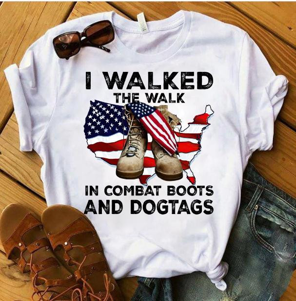 Veteran Shirt, Female Veteran, I Walked The Walk, In Combat Boots And Dogtags Unisex T-Shirt KM3105 - ATMTEE