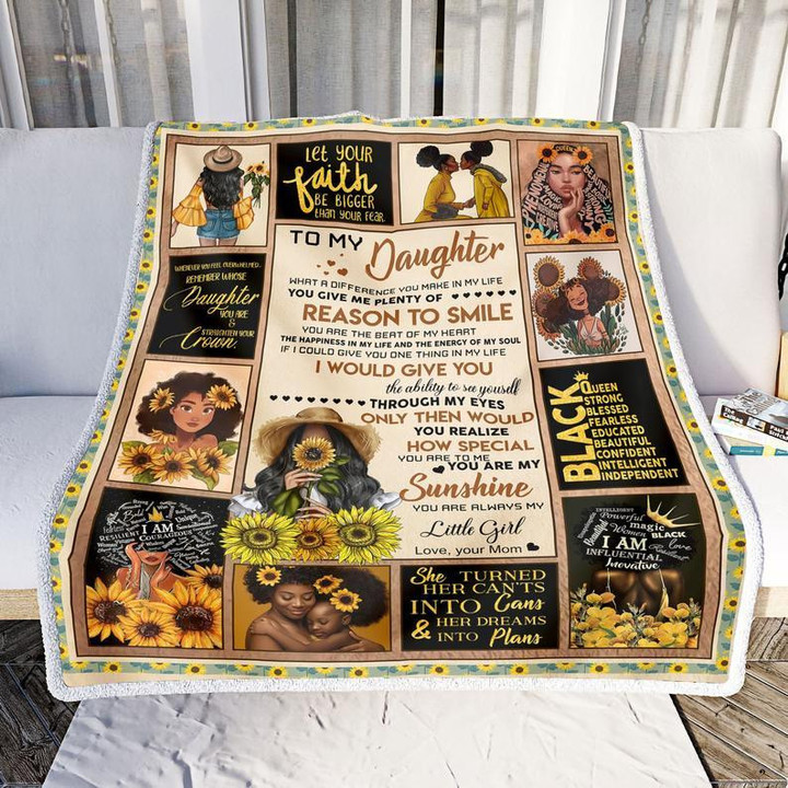 To My Daughter Blanket, Black Daughter Blanket, Sunflower Girl What A Difference You Make African American Fleece Blanket - ATMTEE