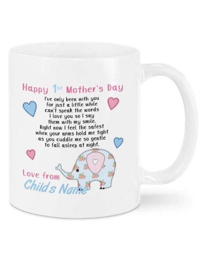 Personalized Happy 1st Mothers Day Mug, Cute Elephant Mug, Baby Shower Gift, Best Mother’s Day Gift Ideas - ATMTEE