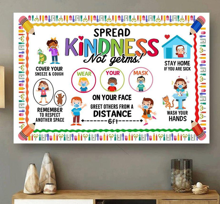 Spread Kindness Not Germ, On Your Face Greet Others From A Distance 6ft Canvas - ATMTEE
