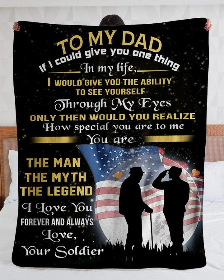 Personalized To My Dad Blanket, Gifts For Dad, Father's Day Gifts, Veterans Dad Gifts I Love You From Your Soldier Fleece Blanket - ATMTEE