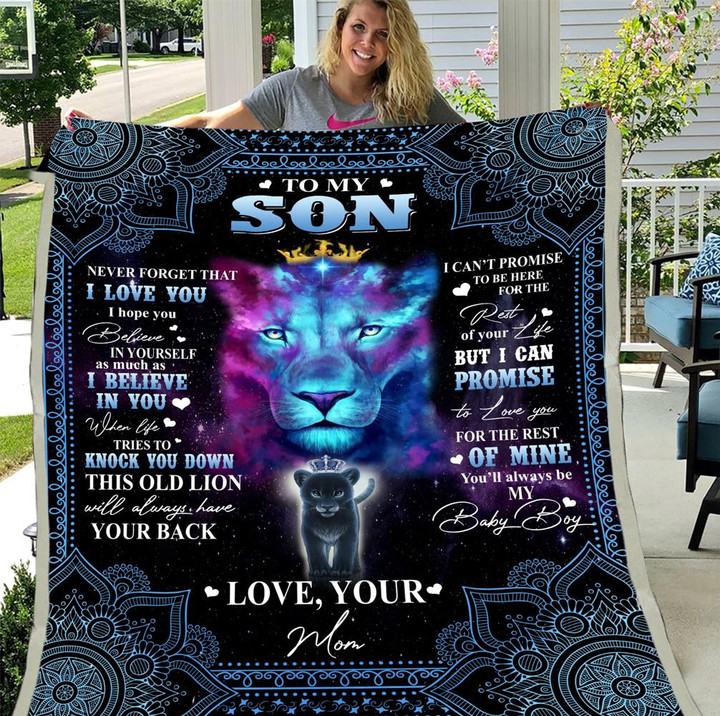 Personalized To My Son Blanket, Never Forget That I Love You Lion Fleece Blanket, Birthday Gifts For Son, Christmas Gift - ATMTEE