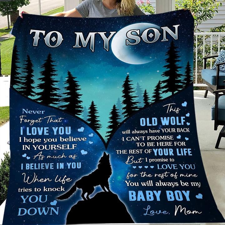 Son Blanket, Gift For Son, To My Son Never Forget That I Love You Wolf Fleece Blanket - ATMTEE