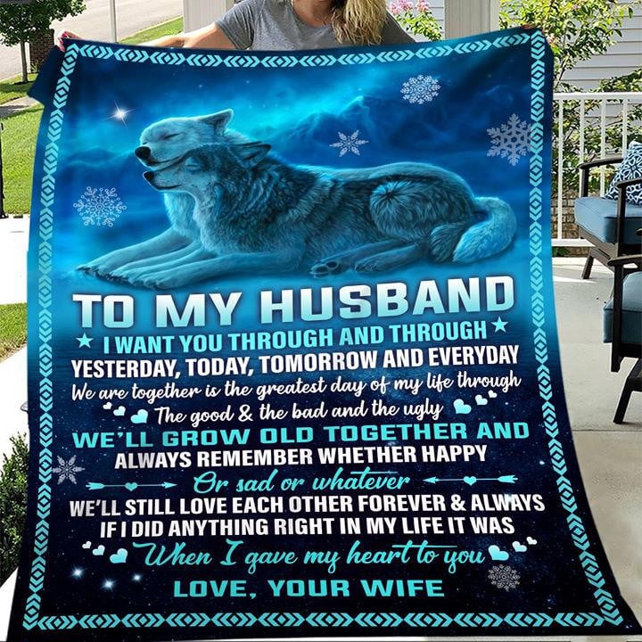 To My Husband, We Will Grow Old Together And Always Remember Whether Happy Or Sad, Wolf Fleece Blanket - ATMTEE
