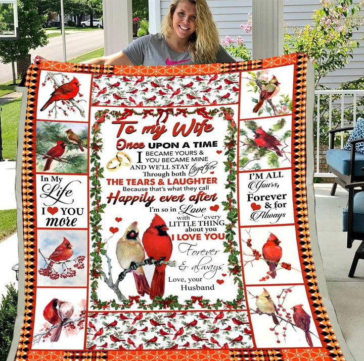 To My Wife Love From Husband Cardinal Birds, To My Wife Blanket, Gift For Wife Fleece Blanket - ATMTEE