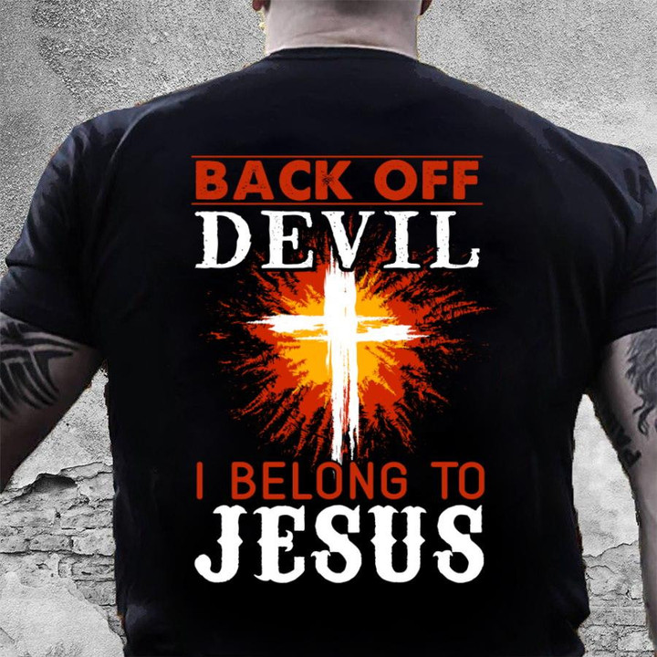 Happy Easter, Gift For Dad, Christian Gift Idea, Unisex T-Shirt, Back Of Devil I Belong To Jesus T-Shirt - ATMTEE