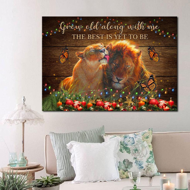 Valentine's Day Gifts For Her, Gifts For Him, Wall-art Decor Grow Old Along With Me Lions Couple Canvas - ATMTEE