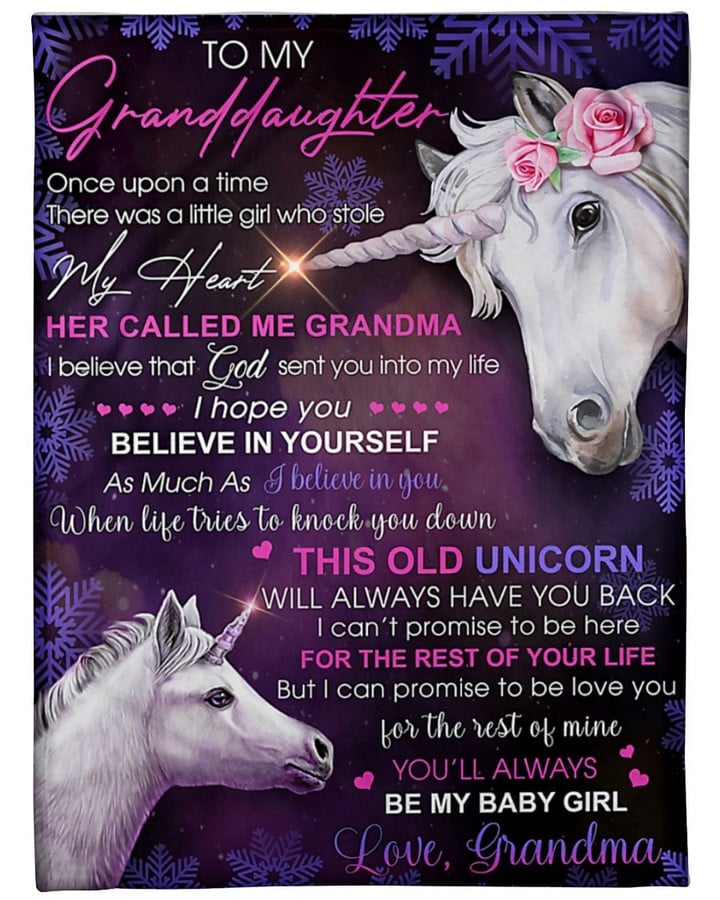 Unicorn Granddaughter Blanket Once Upon A Time There Was A Little Girl Who Stole My Heart Fleece Blanket, Gift For Granddaughter - ATMTEE