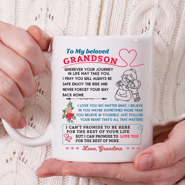 To My Beloved Grandson Wherever Your Journey, Gift For Grandson From Grandmother Mug - ATMTEE