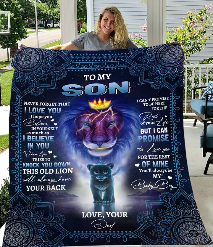 Son Blanket, Gift For Son From Dad, To My Son, Never Forget That I Love You Lion Fleece Blanket - ATMTEE