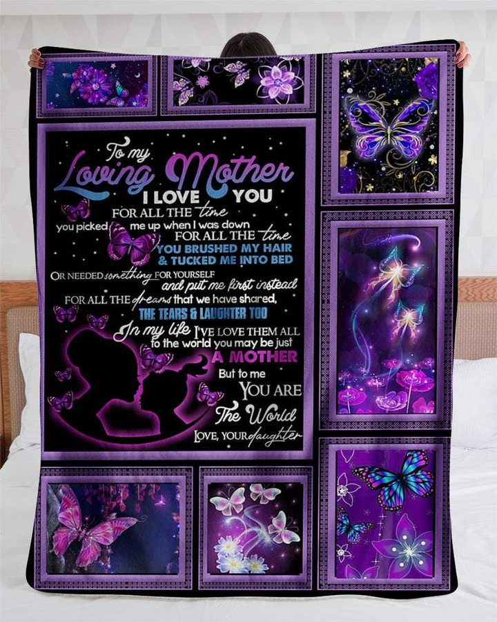 Personalized To My Loving Mother, Mother's Day Gifts Idea For Mom, Love From Daughter Butterflies Fleece Blanket - ATMTEE