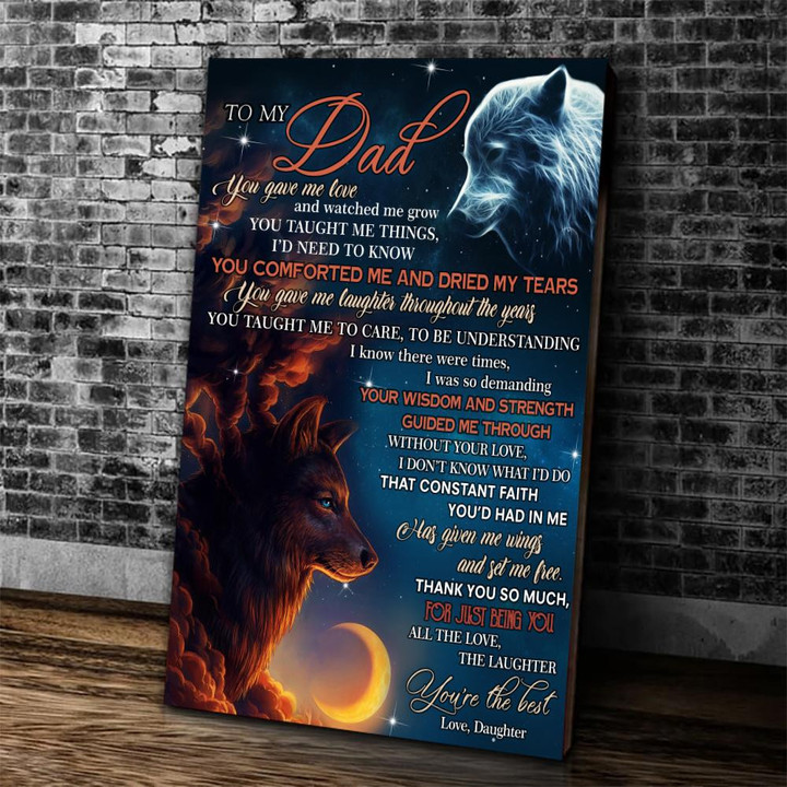 Personalized To My Dad Wolf Canvas, Father's Day Gift Ideas, Wolf Dad Canvas, Gift For Dad Canvas - ATMTEE