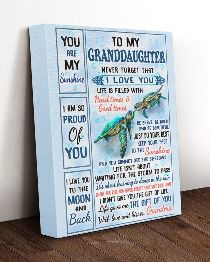 To My Granddaughter Never Forget That I Love You Turtle Canvas - ATMTEE