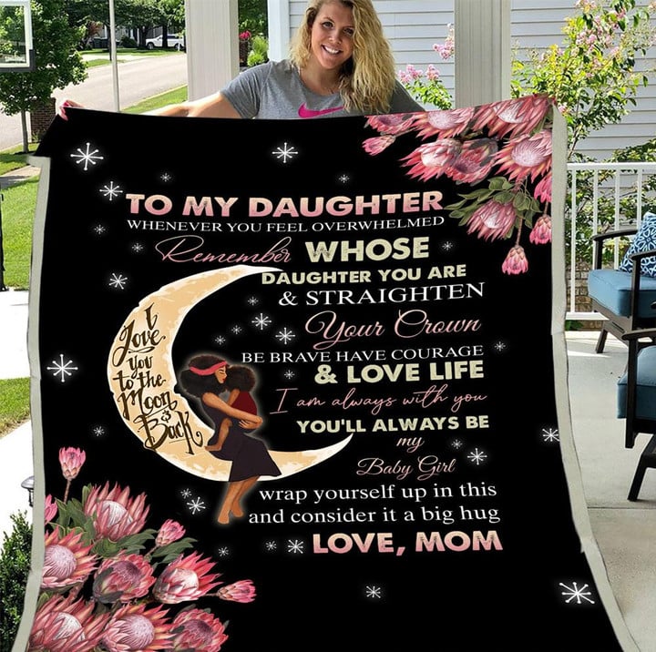 To My Daughter Blanket, Love You To The Moon And Back From Mom, Gifts For Daughter, Christmas Gifts Idea For Daughter Fleece Blanket - ATMTEE