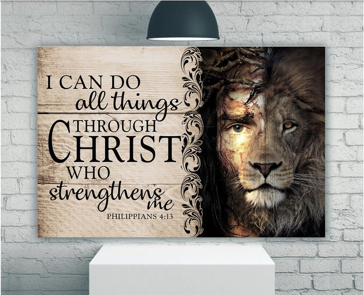 I Can Do All Things Wall Decor, Lion Jesus Wall Art, Lion Of Judah Poster, Jesus Easter Decor, Jesus Christ Print - ATMTEE