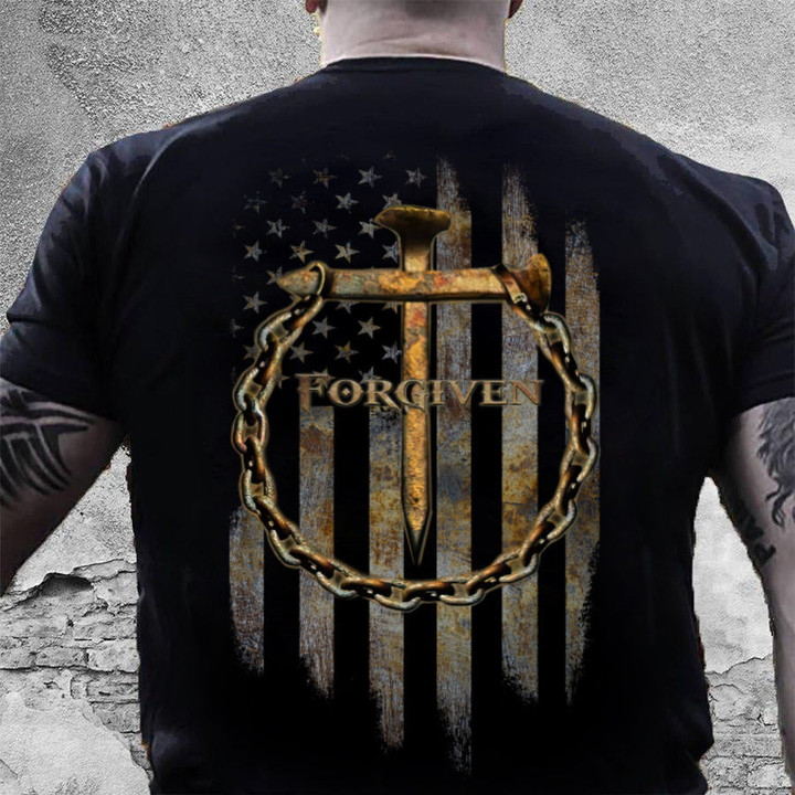 Christian Shirt, Gift For Christian, Easter Gift, Jesus Forgiven Flag T-Shirt - ATMTEE