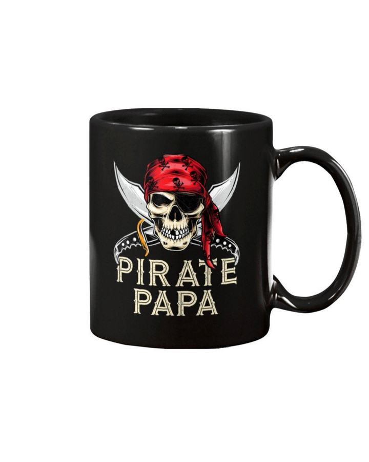 Pirate Papa Gift Jolly Roger Flag Dad Skull Halloween Daddy Mug - ATMTEE