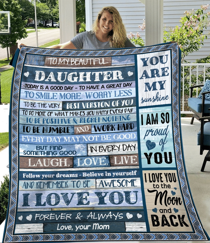 Personalized Blanket To My Beautiful Daughter To Smile More, Worry Less, Gift For Daughter Fleece Blanket - ATMTEE
