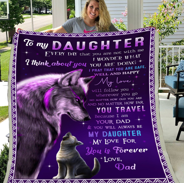 Personalized To My Daughter Blanket, Every Day You Are Not With Me, Christmas Gift Idea For Daughter Wolf Fleece Blanket