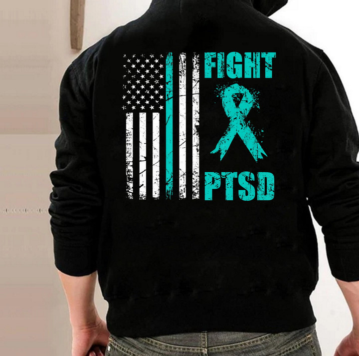 Fight PTSD Awareness American Flag Veteran Support Veteran Hoodie, Veteran Sweatshirts