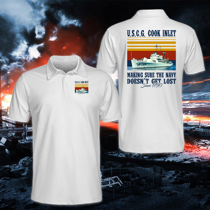 Veteran Polo Shirt, U.S.C.G. Cook Inlet Making Sure The Navy Doesn't Get Lost Polo Shirt