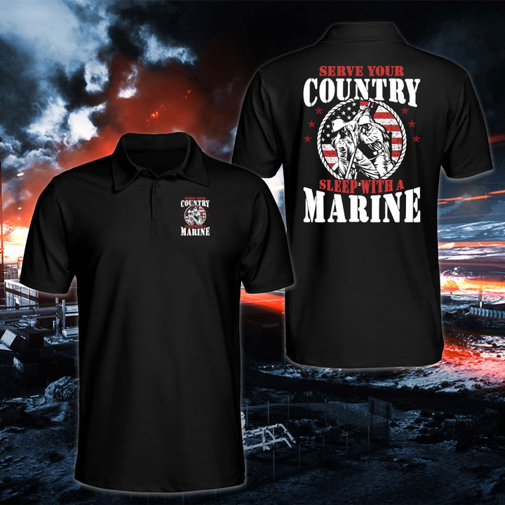 Marine Veteran Shirt, Serve Your Country Sleep With A Marine Polo Shirt