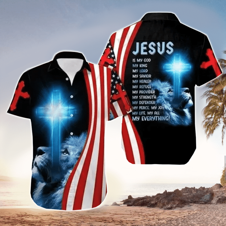 Jesus Is My Everything Jesus Hawaiian Shirt With Lion & Christian Cross