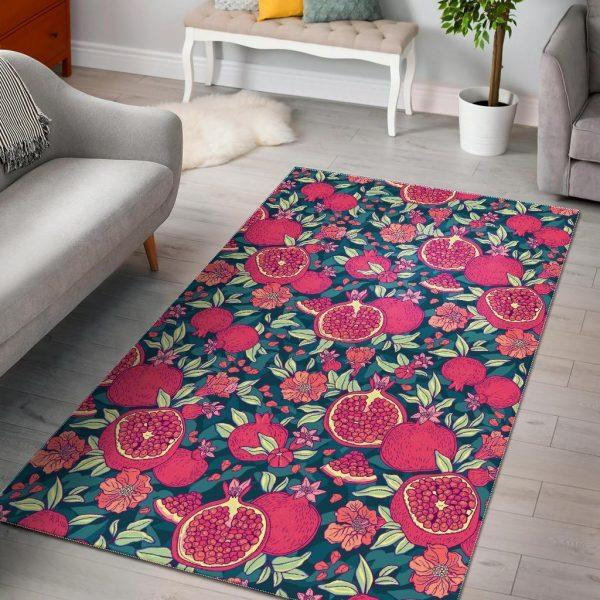 Pomegranate Floral Pattern Print Home Decor Rectangle Area Rug