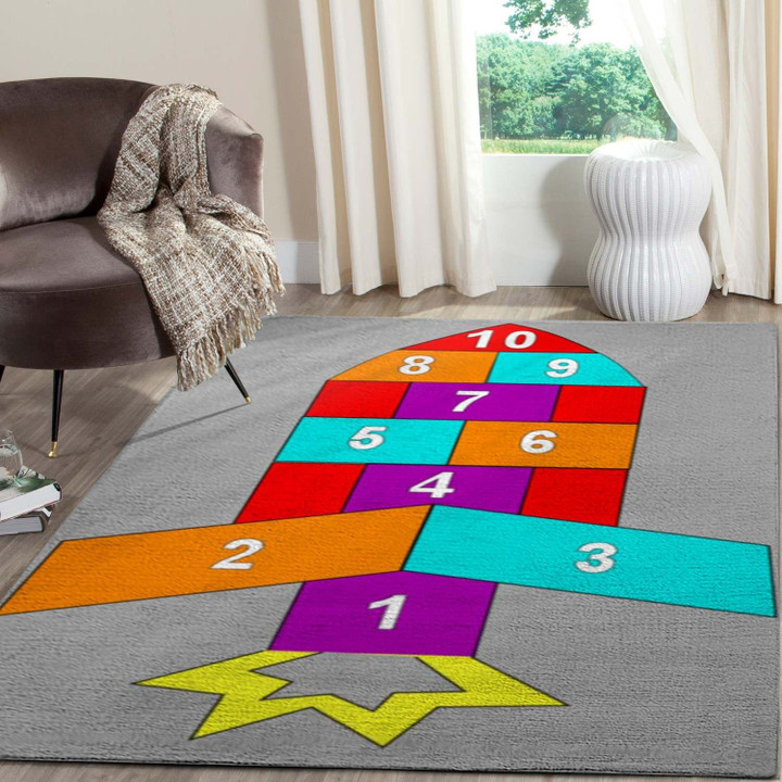 Colorful Pattern Hopscotch Gaming Area Rug Home Decor
