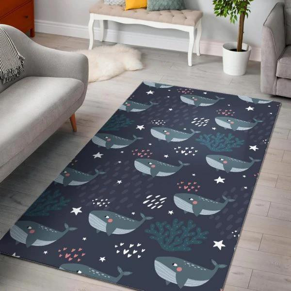 Whale Humpback Print Pattern Home Decor Rectangle Area Rug