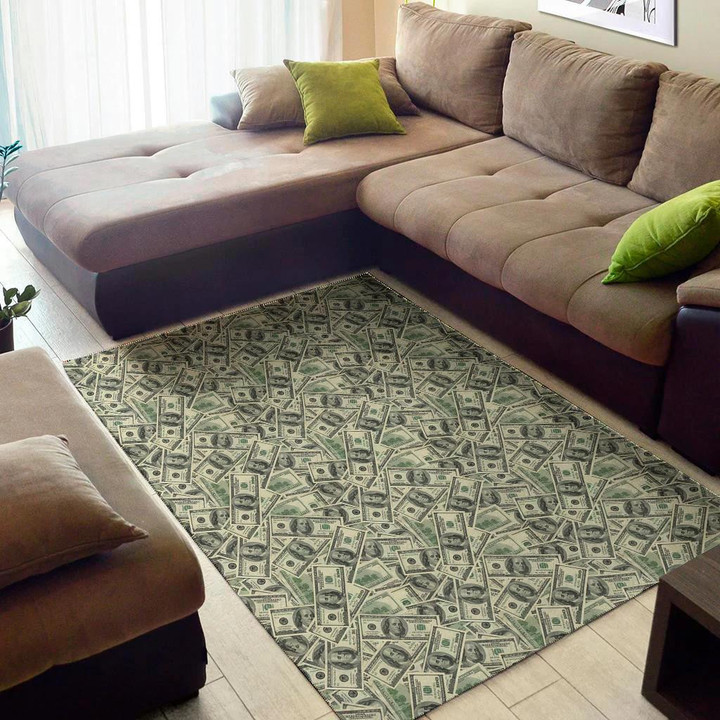 Cool US Dollar Pattern Background Print Area Rug