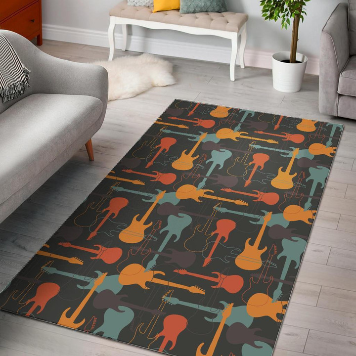 Electric Guitar Colorful Pattern Print Area Rug